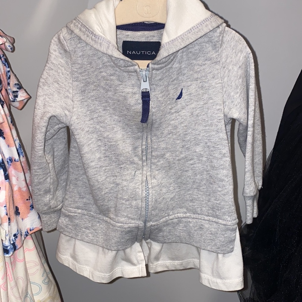 Grey white and Blue Nautica sweater